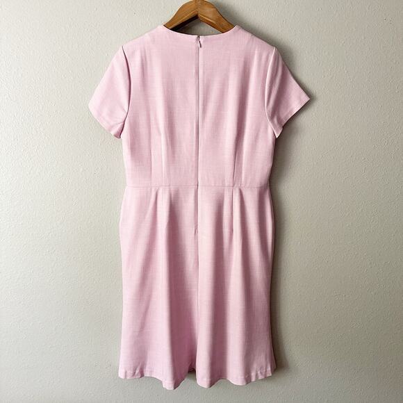Ann Taylor Crewneck Flare Short Sleeve Pink Sheath Dress Women's Size 14 petite - Picture 8 of 15